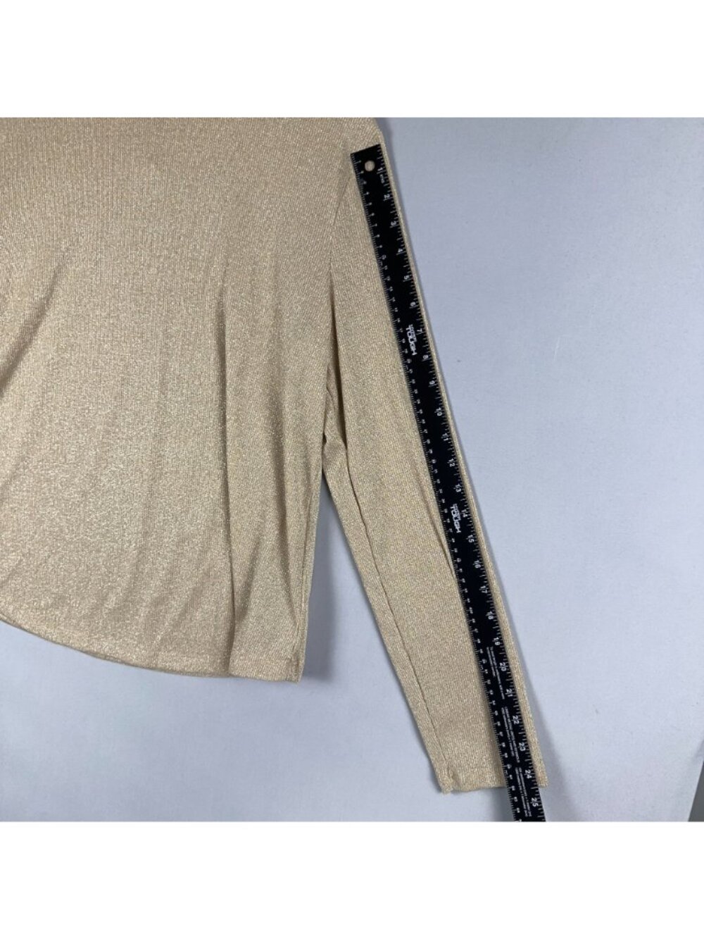 Gap Turtleneck Sweater Top Size XL Gold Metallic Long Sleeve Classic Ribbed - Picture 10 of 12